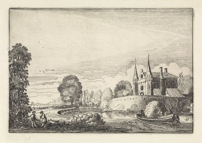 Lystbåd i en voldgrav Landskaber (serietitel) Amenissimae aliquot requculae (serietitel) af Jan van de Velde (II)