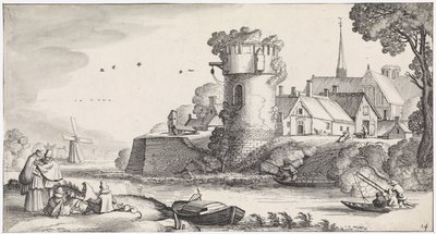 Vagttårn ved en flod Legende landskaber og underholdende digte (serietitel) af Jan van de Velde (II)