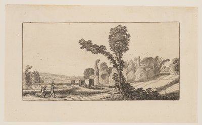 Landskab med jægere og høtyve, fra Seks landskaber af Jan van de Velde II