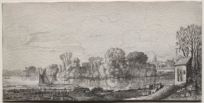 Landskaber: Et lille kapel ved en dam af Jan van de Velde II