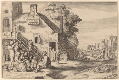 Forår (landsbymesse før en kro) af Jan van de Velde II