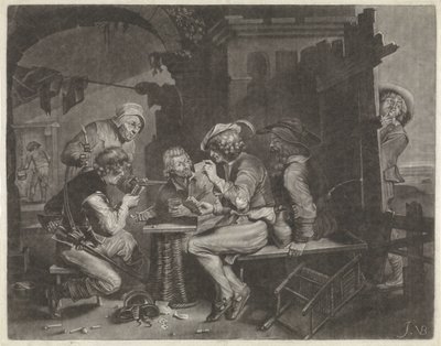 Kortspillere og en tissemand af Jan van der Bruggen