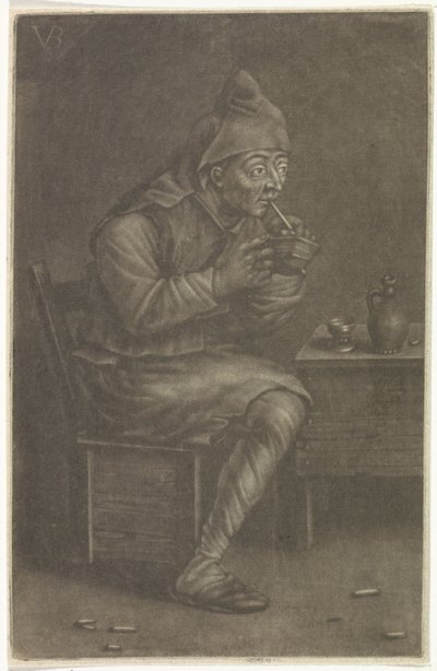 Mand tænder sin pibe af Jan van der Bruggen