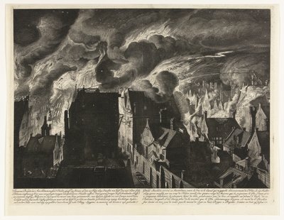 Slukning af den kraftige brand på Elandsgracht, 1679 Swaaren brænder, til Amsterdam, mellem d