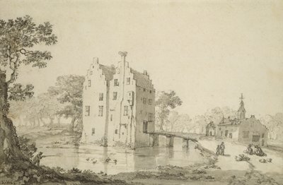 Zuylenburgh Castle (Slot Zuylen) (pen og blyant på papir) af Jan van der Heyden
