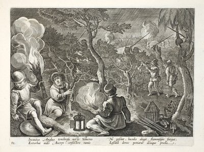 Fowlers, der fanger fugle om natten, illustration fra 