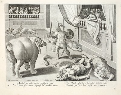 Hannibal får besejrede romere til at kæmpe mod hinanden, illustration fra 