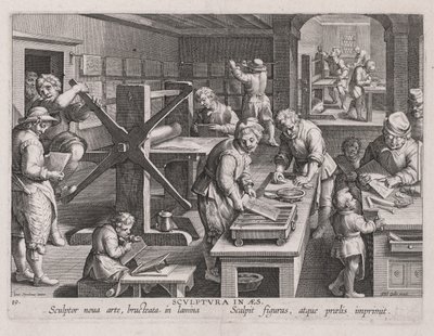 Sculptura in Aes, en gravørs værksted af Jan van der Straet, called Johannes Stradanus
