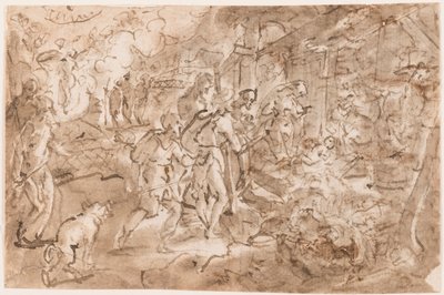 Tilbedelse af hyrderne af Jan van der Straet, called Stradanus