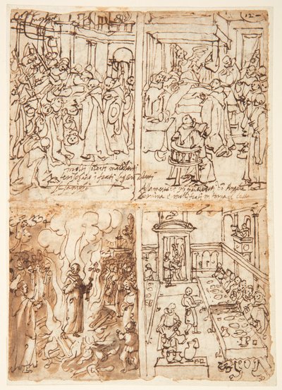 Otte scener fra San Giovanni Gualbertos liv (recto og verso) af Jan van der Straet, called Stradanus