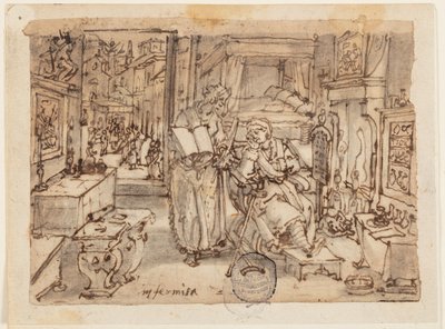 Side i en skitsebog; Svaghed af Jan van der Straet, called Stradanus