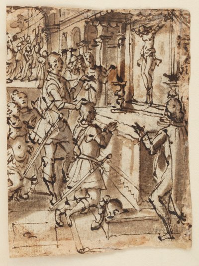 Sankt Giovanni Gualberto og det mirakuløse krucifiks af Jan van der Straet, called Stradanus