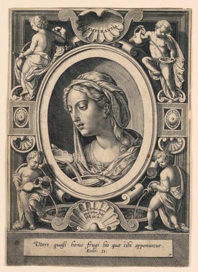 Temperance, plade 7 af "VII Virtutim...Imagines" af Jan van der Straet, called Stradanus