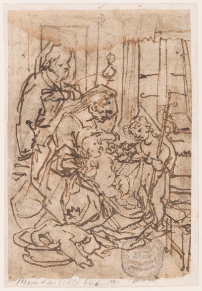 Den hellige familie og Johannes Døberen af Jan van der Straet, called Stradanus