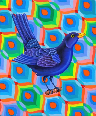 Blackbird, 2023 (olie på lærred) af Jane Tattersfield