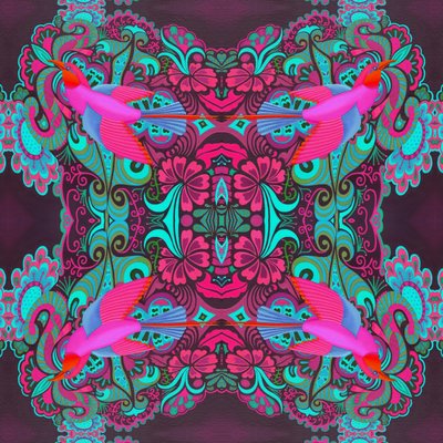 Flyvende fugl mønster maroon, 2015, af Jane Tattersfield