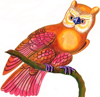 Ugle, 1997, (blæk og gouache) af Jane Tattersfield