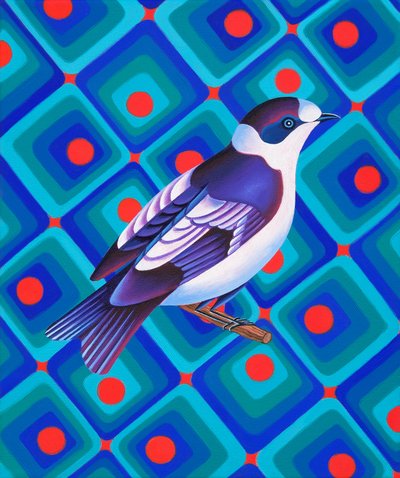 Puolikaulusperhosieppo, 2023 (öljy kankaalle) af Jane Tattersfield