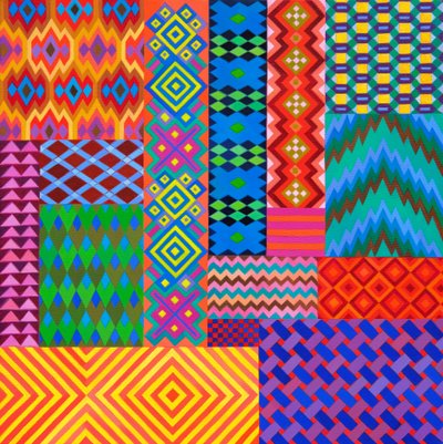 Textile Patterns, 2024 (olie på lærred) af Jane Tattersfield