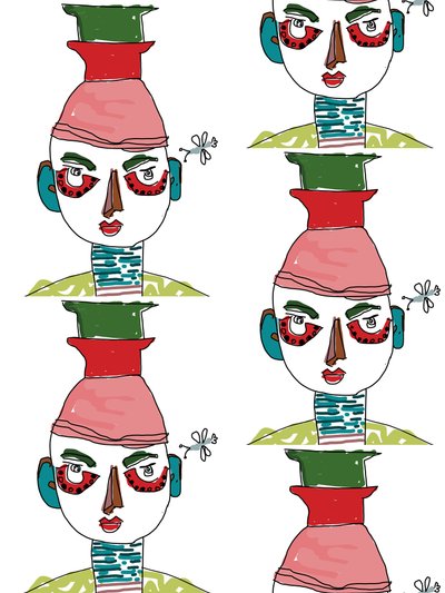 Faces in repeat, 2022 (photoshop) af Jane Willingale