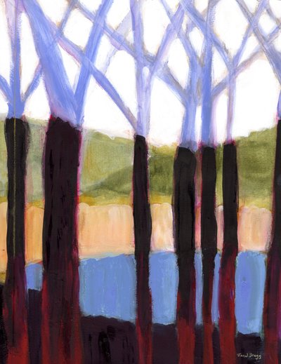Holiday Hideaway in Lavender I, ca. 2023 (sumi-blæk, akvarel og kasein på papir) af Janel Bragg