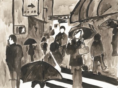 Manhattan Abstract II c.2014 (blæk på papir) af Janel Bragg