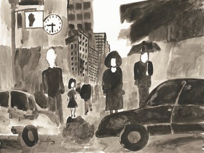 Manhattan Abstract I, ca. 2014 (blæk på papir) af Janel Bragg