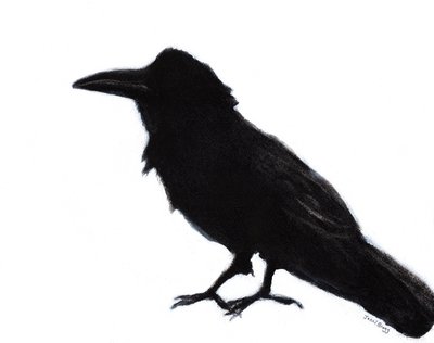 Raven at Baker Beach, ca. 2023 (blandede medier på papir) af Janel Bragg
