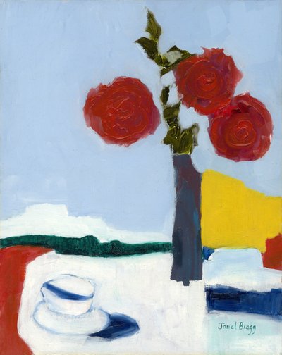 Rose and Teacup Still Life, ca. 2014 (olie på papir) af Janel Bragg