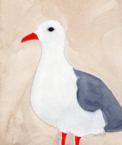 Måge fra Anacortes II, ca. 2018 (akvarel og blyant på papir) af Janel Bragg