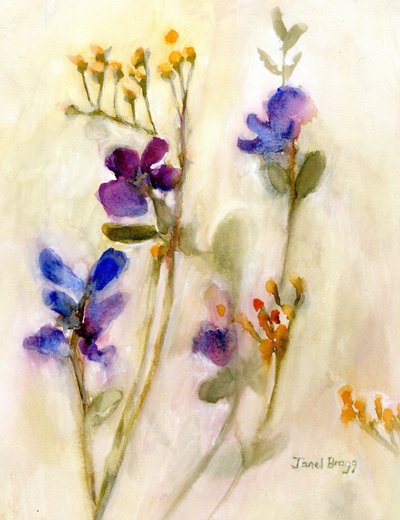 Sweet Pea Floral for Cierra, ca. 2020 (akvarel på papir) af Janel Bragg