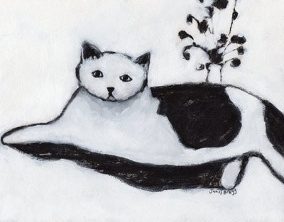 Thomas the Cat Lounging, ca. 2018 (blandede medier på papir) af Janel Bragg