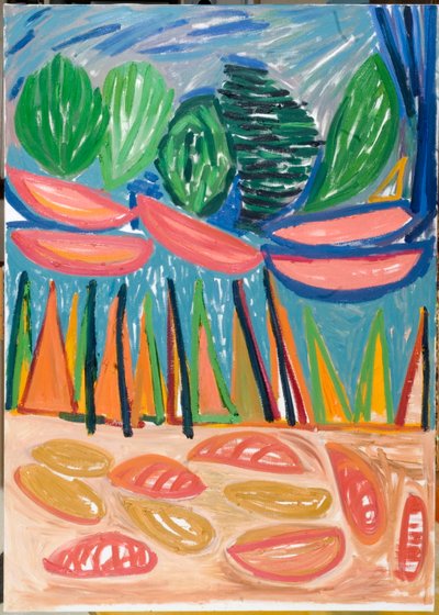 Vi er kun ubesejrede (i), 2007 (olie på lærred) af Janet McKenzie