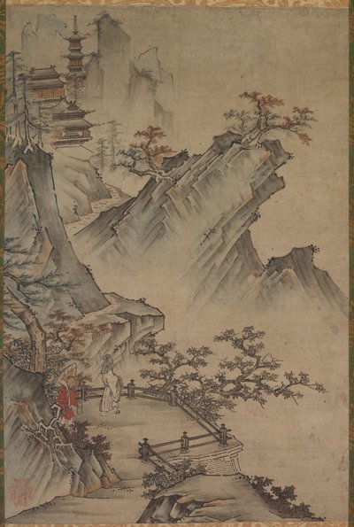 Kinesisk literatus, der ser en dal af Japan, Muromachi period