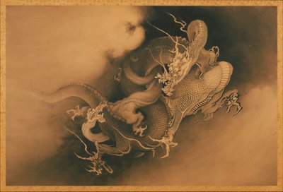 To drager i skyer af Japanese Kanō Hōgai