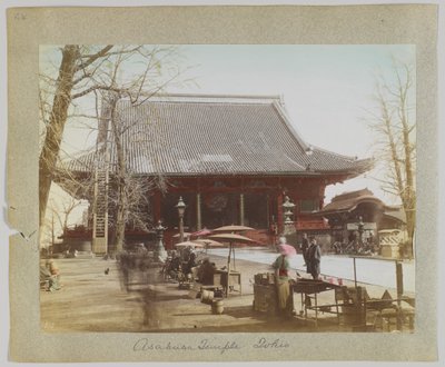 Asakusa Temple, Tokyo, Japan (håndfarvet sort/hvid foto) af Japanese Photographer