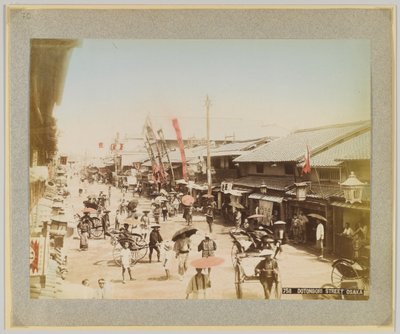 Dotonbori Street, Osaka, Japan (håndfarvet sort/hvid foto) af Japanese Photographer