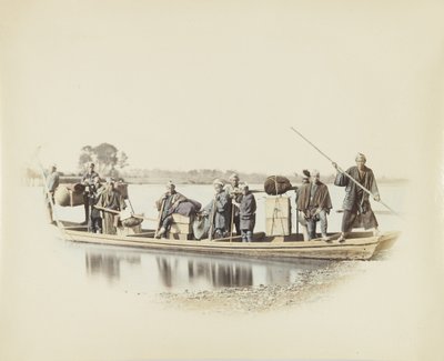 Færge, Japan (håndfarvet sort/hvid foto) af Japanese Photographer