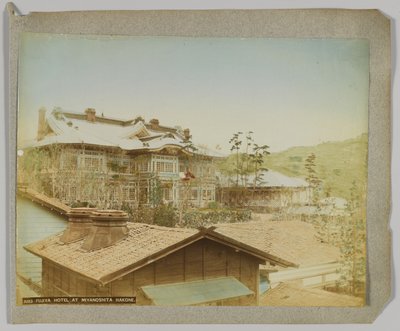 Fujiya Hotel, Miyanoshita, Hakone, Kanagawa Prefecture, Japan (håndfarvet sort/hvid foto) af Japanese Photographer