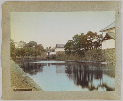 Imperial Castle, Tokyo, Japan (håndfarvet sort/hvid foto) af Japanese Photographer