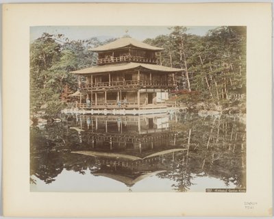 Kinkakuji Garden, Kyoto, Japan (håndfarvet sort/hvid foto) af Japanese Photographer