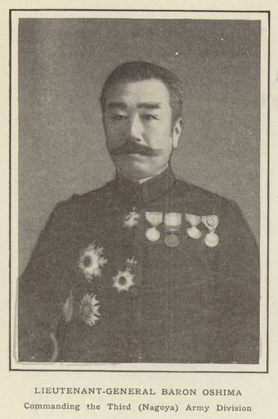 Generalløjtnant Baron Oshima, der leder den tredje (Nagoya) Army Division af Japanese Photographer