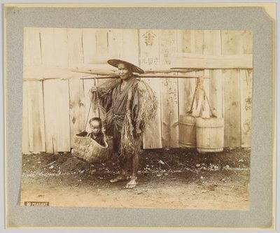 Peasant, Japan (håndfarvet sort/hvid foto) af Japanese Photographer