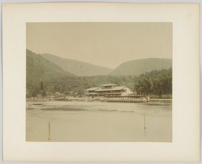 Flodlandskab, Japan (håndfarvet sort/hvid foto) af Japanese Photographer