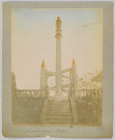 Sorento Tower, Nikko, Japan (håndfarvet sort/hvid foto) af Japanese Photographer