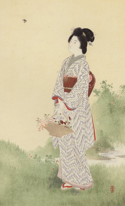 En japansk pige (chromolitho) af Japanese School