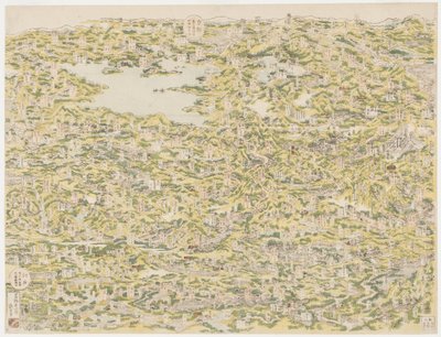 Fugleperspektiv af Kiso Highway fra Edo til Kyoto, 1819 af Japanese School
