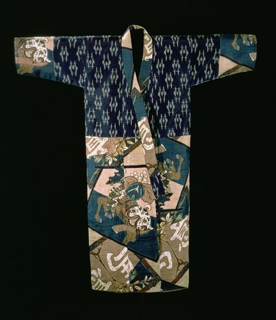 Drenge nagajuban under kimono med et design af heste med kaparison, Showa-periode, før 1950 (vævet silke med bindefarvet og stenciltrykt dekoration) af Japanese School