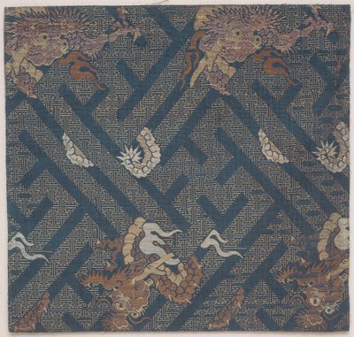 Buddhistisk tempelmøbelstof, et betræk til en sutra, fragment af Japanese School