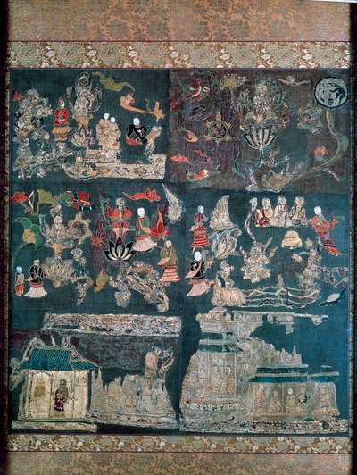 Buddhistisk paradis, historie om Chan Mystic, Chuguji-templet, Nara, Asuka-perioden (552-646), japansk civilisation af Japanese School